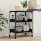 Kitchen Trolley Black Oak 60 x 41 x 80.5 cm Engineered Wood 883031