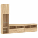 4 Piece TV Wall Units with LED Sonoma Oak Engineered Wood 3216713