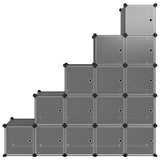 Storage Cube Organiser with 15 Cubes and Doors Black PP 340554