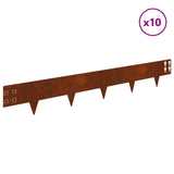 Lawn Edging 10 pcs 100 x 15 cm Steel Rusty 8008570