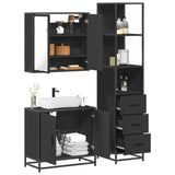 ZNTS 3 Piece Bathroom Furniture Set Black Engineered Wood 3301125