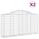 Arched Gabion Baskets 2 pcs 200x30x100/120 cm Galvanised Iron 3145430