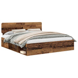Bed Frame with Headboard Old Wood 200 x 200 cm Solid Pine Wood 3412040