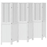 Room Divider 6 Panels White Solid Wood Paulownia 358729