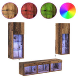 TV Wall Units Wall-mounted 5 pcs Black Oak Engineered Wood 3402923