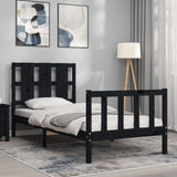 Bed Frame without Mattress Black Small Single Solid Wood Pine 3192195