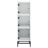 Highboard with Glass Doors White 35x37x120 cm 836560