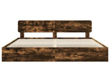 Bed Frame with Drawer Smoked Oak 180 x 200 cm Engineered Wood 3412161