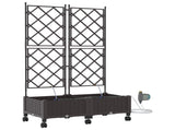 Garden Planter with Irrigation&Wheels 2 pcs Brown PP 3422999