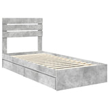 Storage Bed Concrete Grey 90 x 190 cm Engineered Wood 3411601