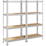 4-Layer Storage Shelves 2 pcs Silver Steel&Engineered Wood 4016933