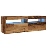 TV Cabinet with LED Lights Old Wood 120x35x40 cm Engineered Wood 856305