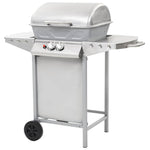 Gas BBQ Grill with 2 Cooking Zones Silver Stainless Steel 44274