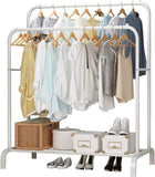 ZNTS Heavy Duty Double Clothes Rail Hanging Rack Garment Display Stand Storage Shelf 29505131