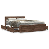 Bed Frame with Headboard without Mattress Brown Oak 140x200 cm 3295568
