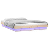 LED Bed Frame without Mattress King Size Solid Wood 819977