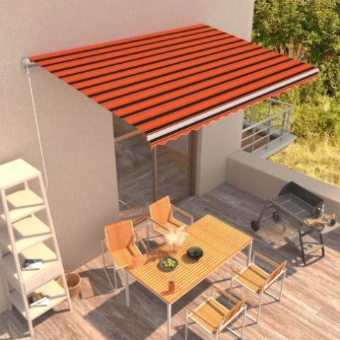 Manual Retractable Awning 450x300 cm Orange and Brown 3051219