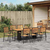 Garden Dining Set 9 pcs Black and Brown Poly Rattan 3365452
