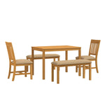 Dining Set 5 pcs Beige Solid Oak Wood 3430279