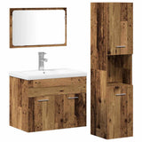 Bathroom Furniture Set with Shelf 4 pcs Brown Engineered Wood 3332580