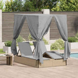 Double Sun Lounger with Roof Beige 205 x 129 x 200 cm PE rattan 3376130