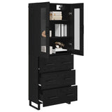 Highboard with Drawer 2 pcs Black Oak Engineered Wood and Glass 3416221