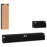 Wall TV Cabinet Wall-mounted 4 pcs Black Oak Engineered Wood 3393175