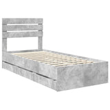 Bed Frame with Drawer Concrete Grey 90 x 190 cm Engineer Wood 3411536