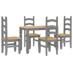 ZNTS 5 Piece Dining Set Panama Grey Solid Wood Pine 3345198