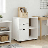 Rolling Cabinet White 63.5 x 39 x 65.5 cm Solid Pine Wood 42028381