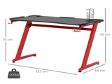 122 x 66 cm Gaming Desk, Carbon Fibre Covered Computer Desk, Gamer Workstation with Headphone Hook, T3398P378014