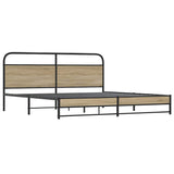 Metal Bed Frame without Mattress Smoked Oak 183x213 cm 3318681