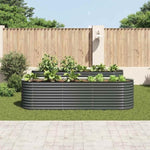 Garden Raised Bed 320x80x81 cm Galvanised Steel Grey 45522