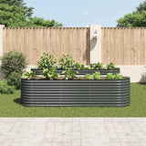 Garden Raised Bed 320x80x81 cm Galvanised Steel Grey 45522