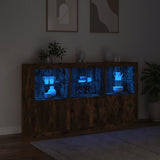 Sideboard with LED Lights Smoked Oak 181.5x37x100 cm 3209153