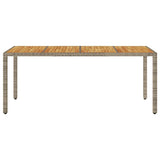 Garden Table with Acacia Wood Top Grey 190x90x75 cm Poly Rattan 365542