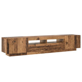 TV Cabinet with LED Lights Old Wood 200x35x40 cm Engineered Wood 3329165