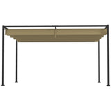 4 x 3 Metal Pergola with Retractable Roof, Garden Gazebo Canopy Shelter for Outdoor, Patio, Khaki T3398P377600