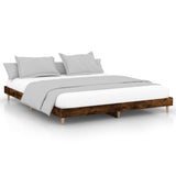 Bed Frame without Mattress Smoked Oak 140x200 cm Engineered Wood 832042