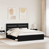 Bed Frame with Headboard Black 200 x 200 cm Solid Pine Wood 3411705