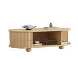 Oval Coffee Table 2 Sliding Doors, Rounded Corners,Hidden Compartment Center Table, Sofa table N605P339347E