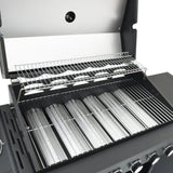 Gas BBQ Grill with 7 Burners Black Powder-coated Steel 367588