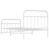 Metal Bed Frame without Mattress with Footboard White 107x203cm 352641