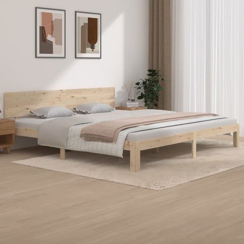 ZNTS Bed Frame without Mattress Solid Wood Pine 200x200cm 810515