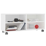 TV Cabinet with Castors White 90x35x35 cm Engineered Wood 800180
