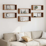 ZNTS Wall Cube Shelves 6 pcs Old Wood 60x15x23 cm Engineered Wood 856588