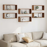 ZNTS Wall Cube Shelves 6 pcs Old Wood 60x15x23 cm Engineered Wood 856588