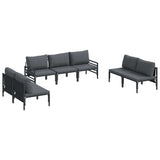 Garden Sofa Set with Cushion 7 pcs Black Steel 3378980