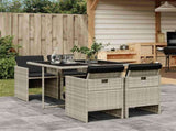 5 Piece Garden Dining Set with Cushions Light Grey Poly Rattan 3210539