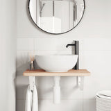 Basin Shelf Wall Mounted Steel and Solid Wood Beech 3302358